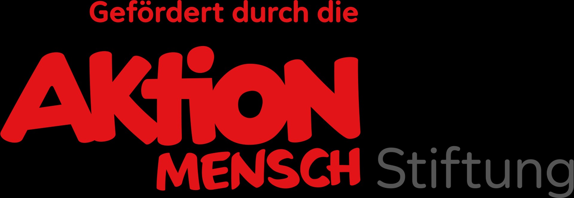Logo der Aktion Mensch Stiftung mit rotem Schriftzug und grauem Text.